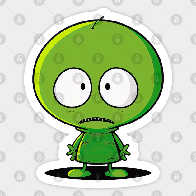 Worried Alien - Little green man Sticker by LuneFolk